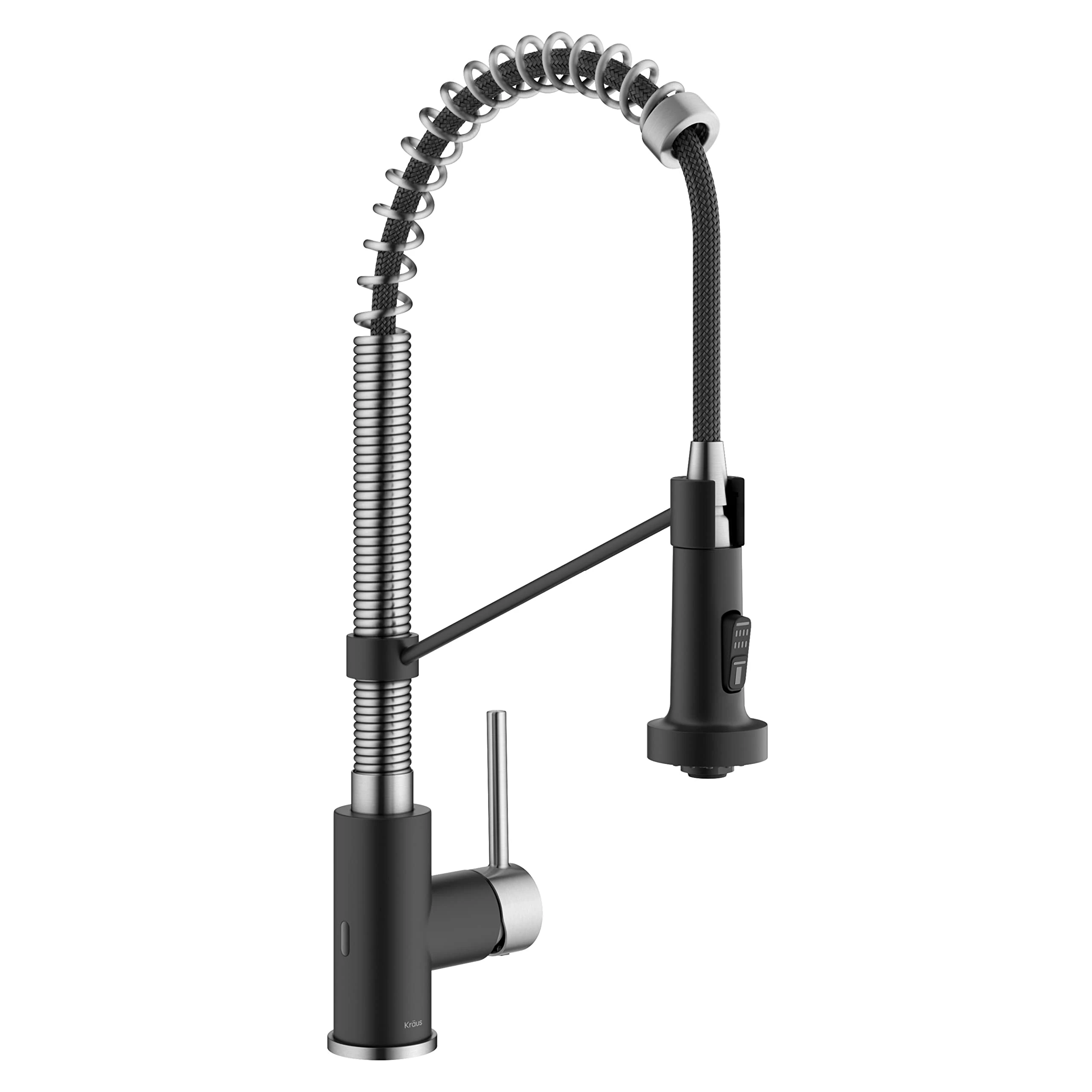 KRAUS Bolden Touchless Sensor Commercial Pull-Down Single Handle 18-Inch Kitchen Faucet in Spot-Free Stainless Steel/Matte Black