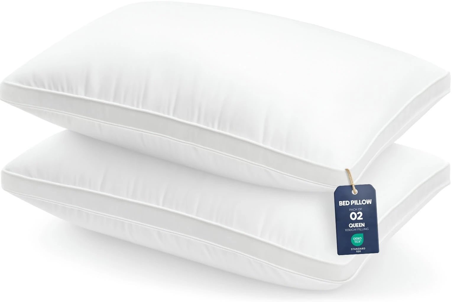 Utopia Bedding Pillows 2 Pack Queen Size, (White) Luxury Hotel Quality Pillows, Brushed Fabric, Bed Pillow for Back, Stomach or Side Sleepers - 18 x 26 inch / 45 x 66 cm