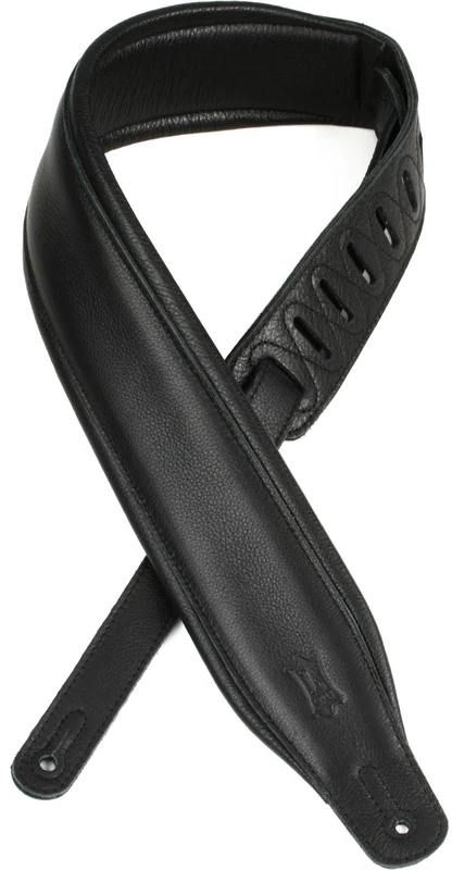 Levy's Staple Garment Leather Padded 3.25 inch Guitar Strap - Black on Black