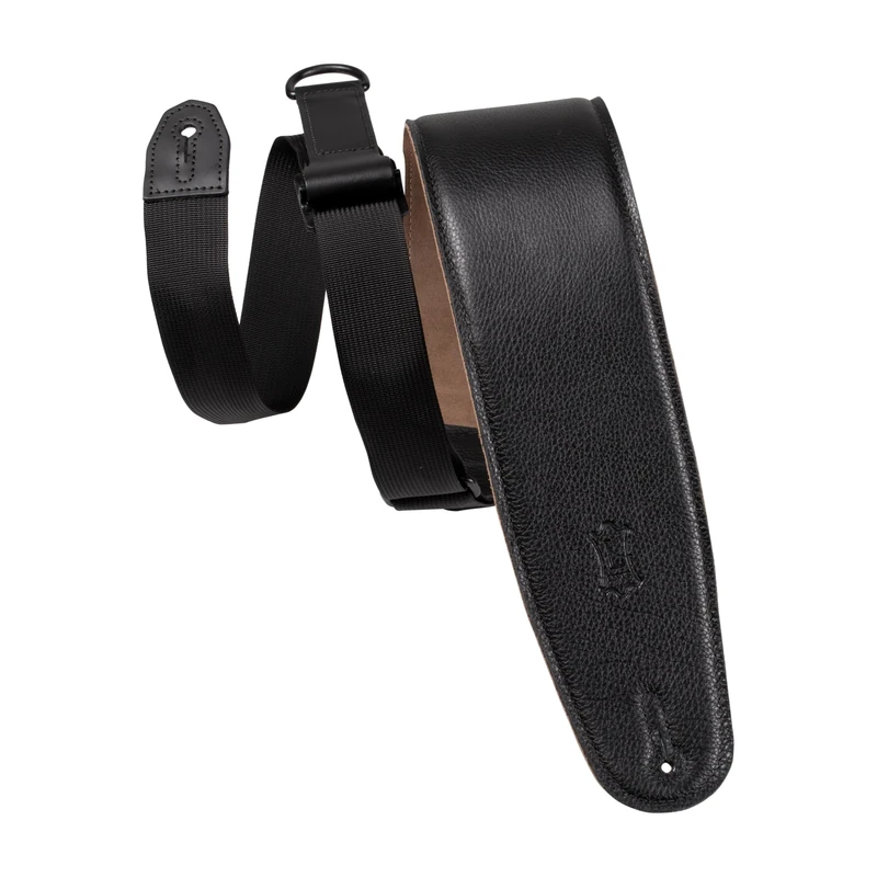 Levy's Leathers Right Height™ 3.5” Wide Garment Leather Padded Bass Guitar Strap in Black (MRH4GF-BLK) - Image 1