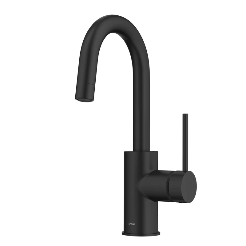 KRAUS Oletto Single Handle Kitchen Bar Faucet with QuickDock Top Mount Installation Assembly in Matte Black, KPF-2600MB