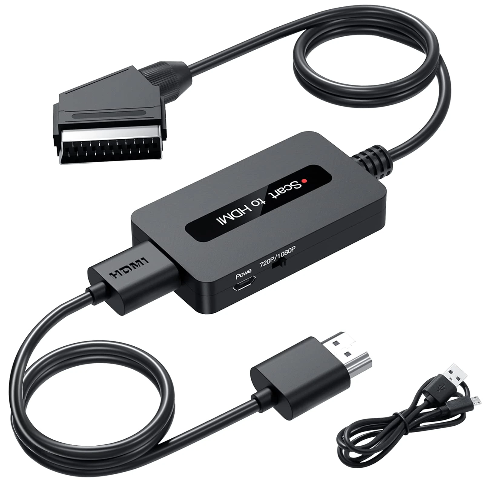 Scart to HDMI Cable Converter - Male Scart In to HDMI Out, Video Audio Adapter for Sky/DVD/STB to Display on HDTVs