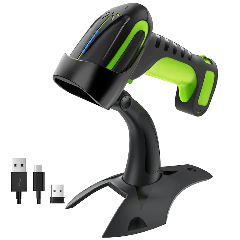 Tera Barcode Scanner Wireless 2D QR with Stand: Pro Version Battery Level Indicator 2500mAh Industrial Grade Bar Code Reader Works with Bluetooth 2.4G for Windows Mac Android iOS 8100