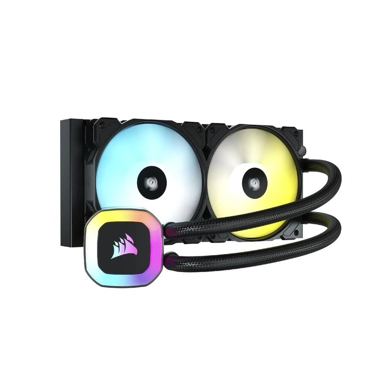 Corsair H100 RGB Liquid CPU Cooler - 240mm AIO - SP120 RGB ELITE Fans - Fits Intel LGA 1200/115X/2066, AMD AM4 - Motherboard ARGB Adapter Included - Black