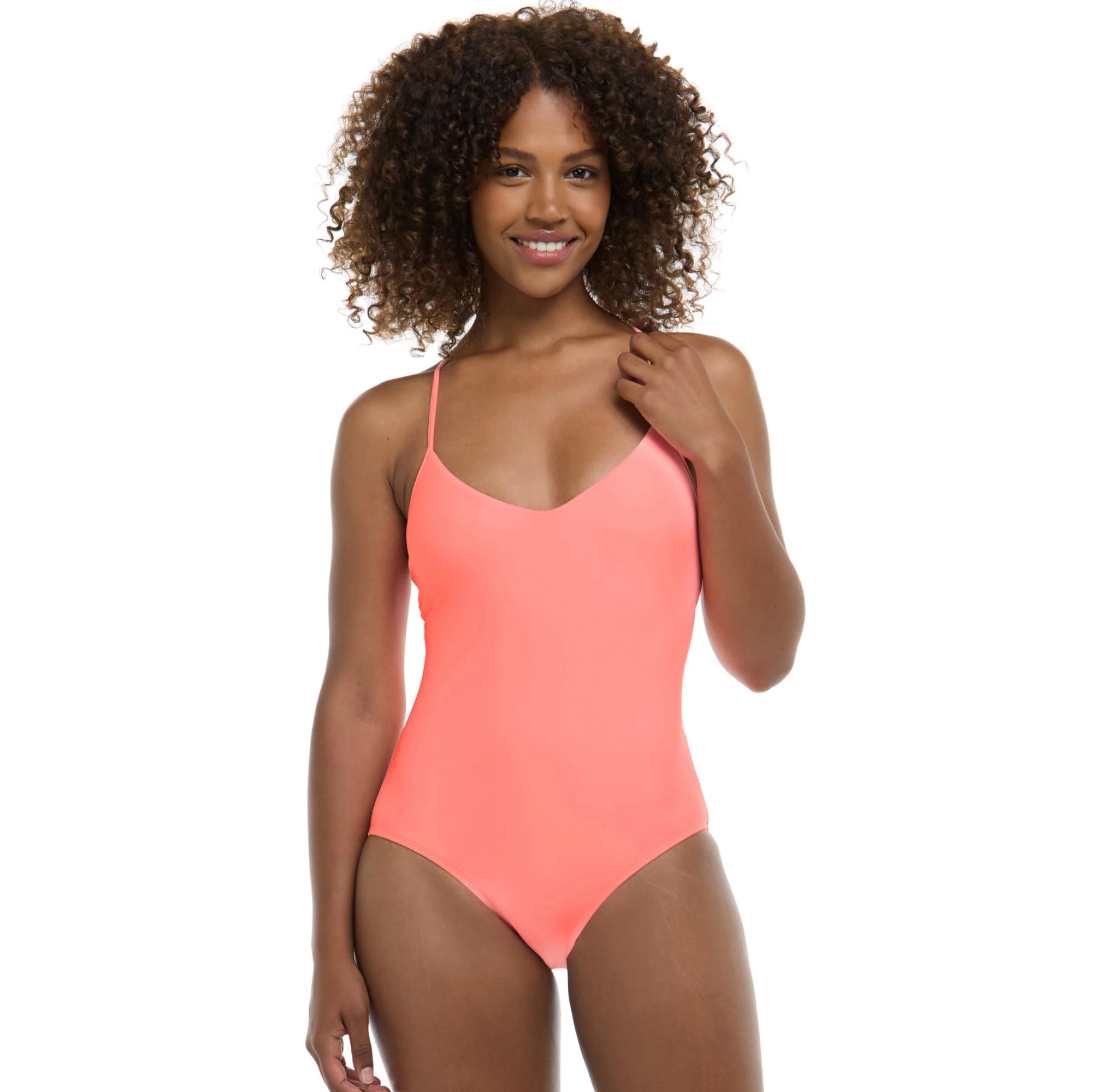 Body Glove Women's Sandbar One-Piece Swimsuit with Adjustable Tie Back Detail, Coral, XS