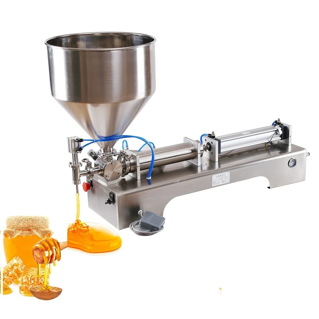 Paste Filling Machine Shampoo Filling Machine, Semi-Automatic Cream Filling Machine for Cream Shampoo Essential Oil, Stainless Steel, 10-100ml/ 10-300ML/ 50-500ML/ 100-1000ML
