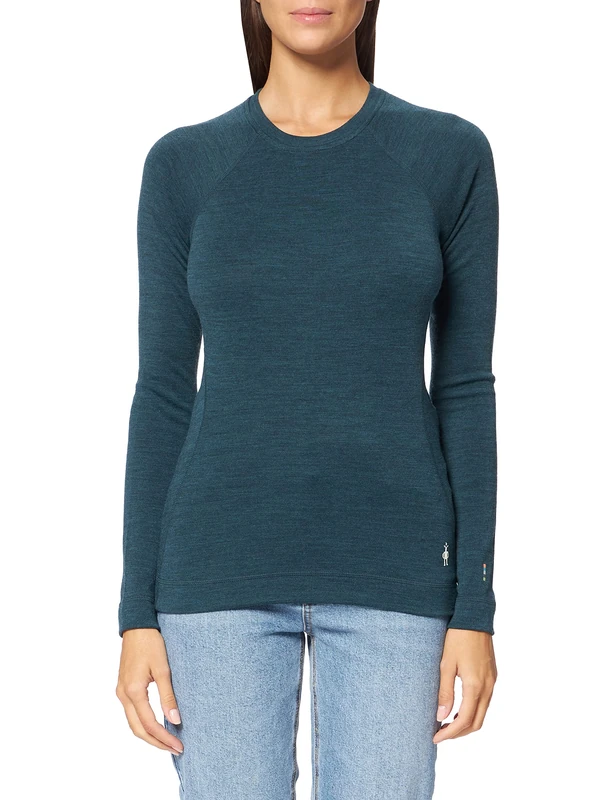 Smartwool Classic Crew Merino Wool Base Layer, Women's Thermal Long Sleeve Top & Sweater, Lightweight & Breathable Natural Merino Ladies' Clothing & Fashion - Twilight Blue Heather, L