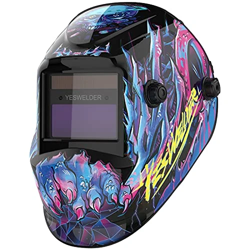 YESWELDER True Colour Welding Helmet 92.5x42.5mm,Solar Powered 1/30000s Response Auto Darkening Welding Mask,Wide Shade 4/9-13 Weld Helmet Hood for TIG MIG ARC CUT