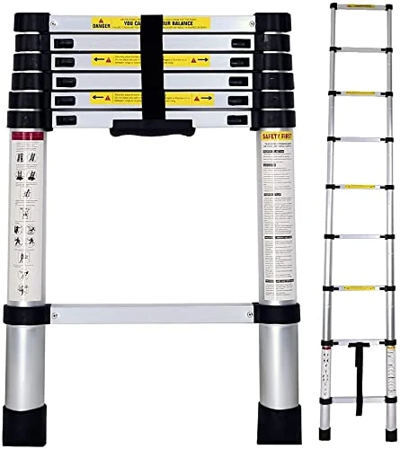 Telescopic Aluminium Extendable and Folding Ladder | Compact, Lightweight, Portable and Non-Slip | Ideal for Home, Professional, Renovation, Garden, Workshop, Heights and Storage
