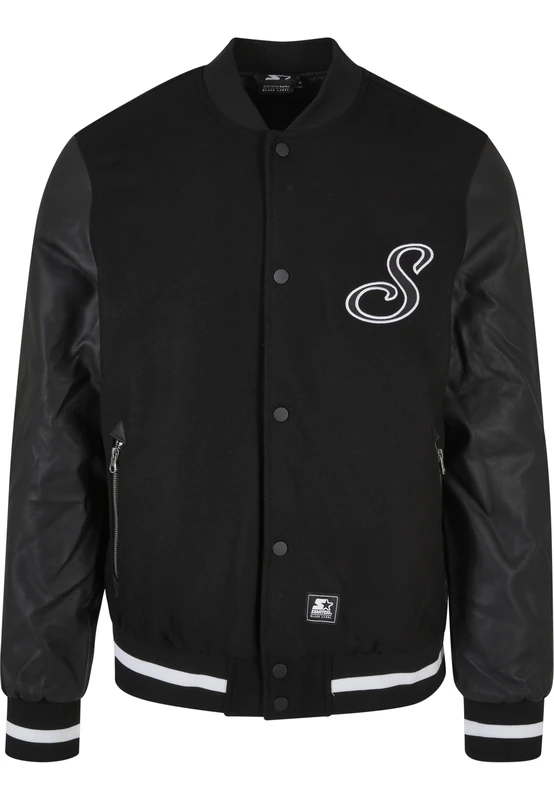 Starter Black Label Men's Starter Script College Jacket Jacket, Black, XXL