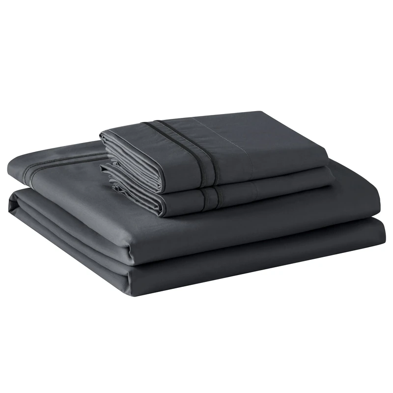 TOYABR Duvet Cover Set 3 Piece Bedding-60% cotton and 40% Tencel-2 Pillowcases +1 Duvet Cover-breathability & lightness（Grey,260x220cm,50x75x2cm）