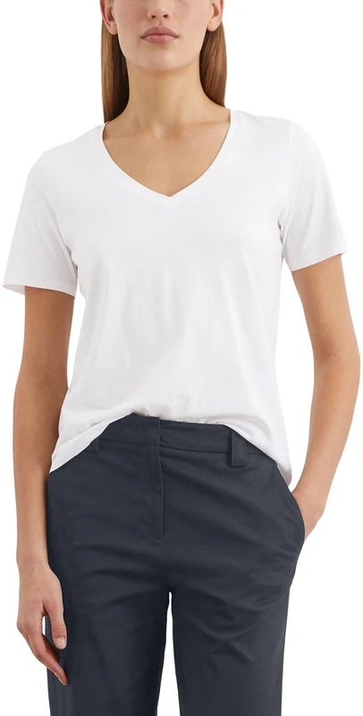 Marc OߴPolo Women's Regular Fit T-Shirt with V-Neck, White (White), L - Image 1