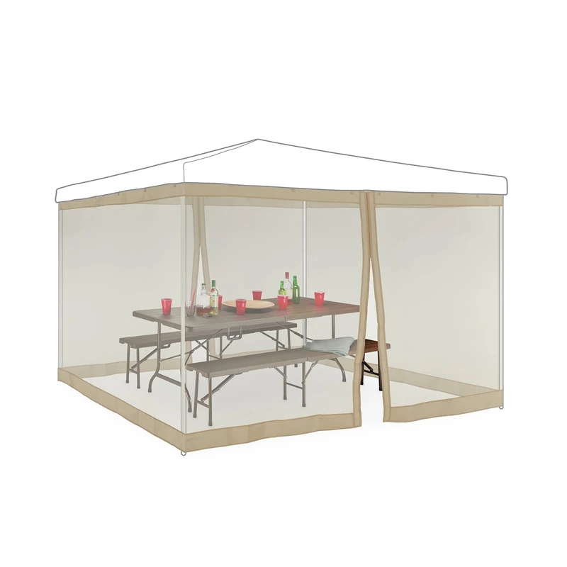 Relaxdays, Mosquito Net Pavilion, Against Insects, Bugs, for Outdoors, Party Tent, Gazebo, 3x3m, Fastener, Beige