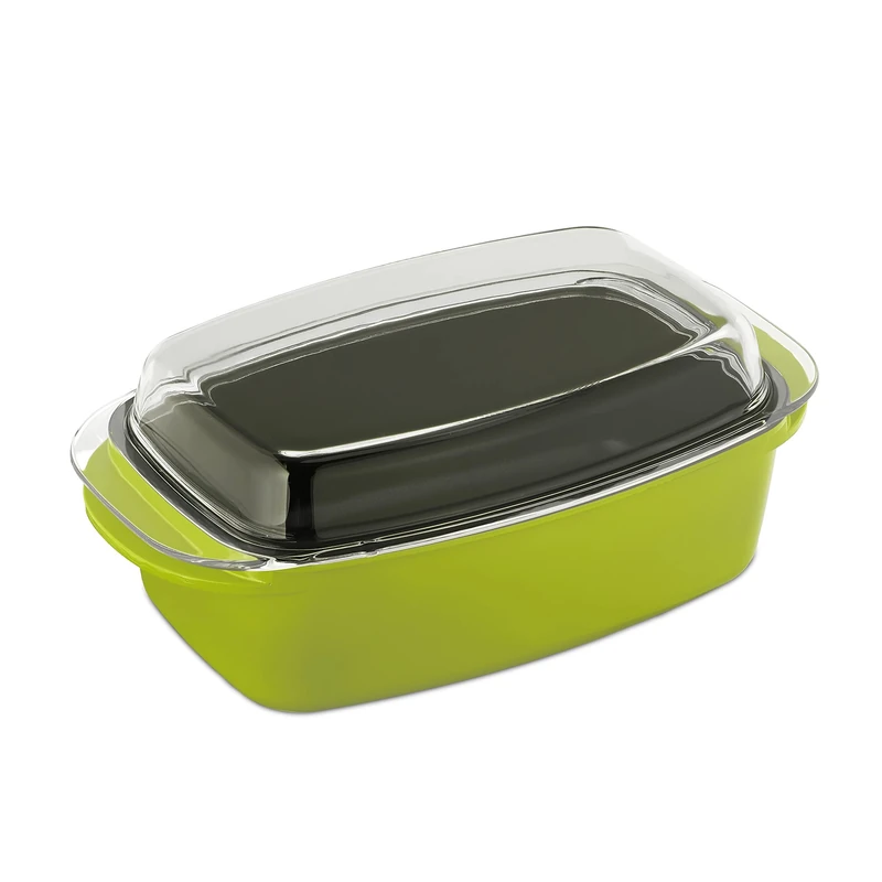 Relaxdays Roaster with Lid, Non-stick Coated, Casserole Dish, Cast Aluminium & Glass, Dishwasher Safe, Oven Tin, Green