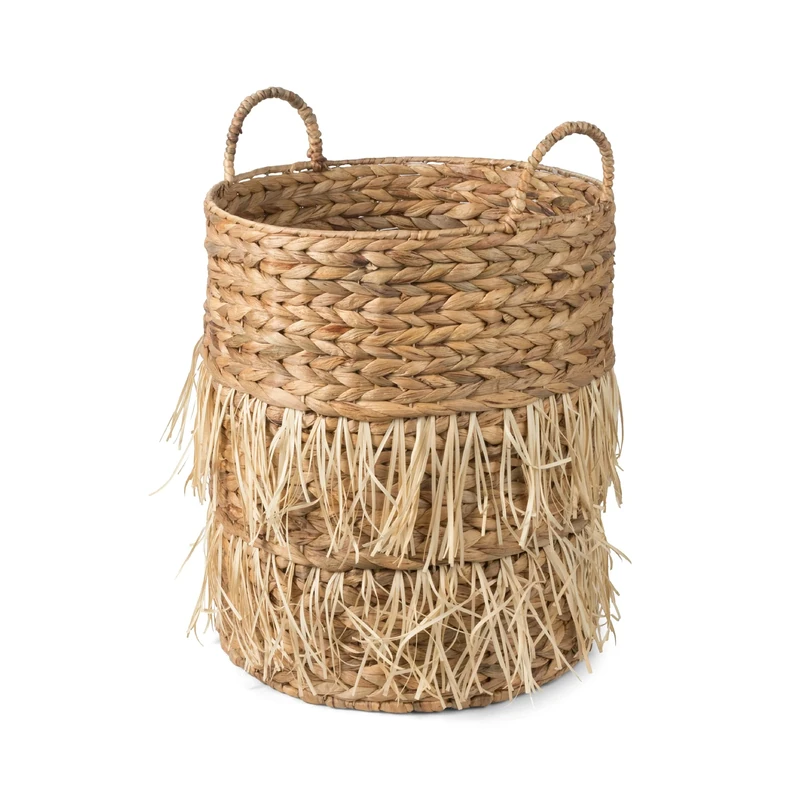 Compactor Water Hyacinth and Jute Storage Basket, 30 x 30 x 15cm, Light Brown, RAN10514