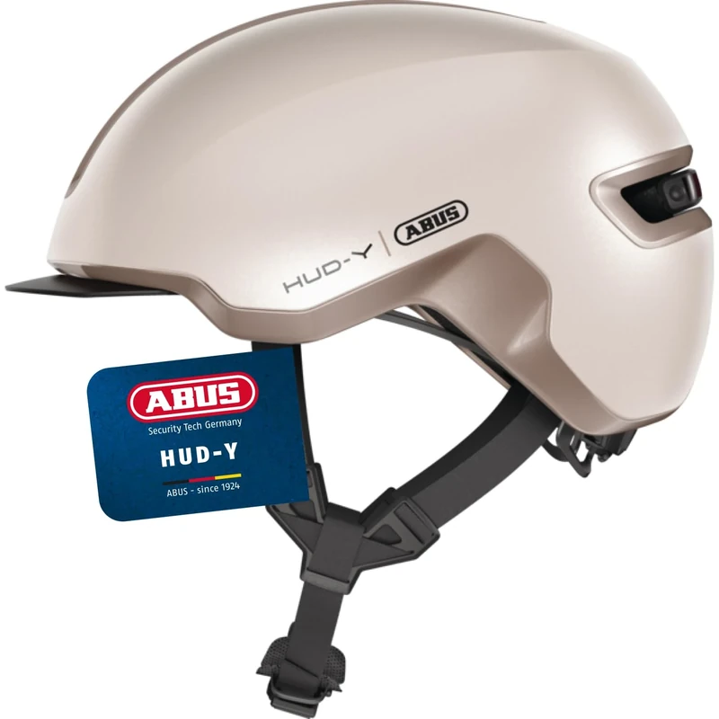 ABUS Urban Helmet HUD-Y - with magnetic, rechargeable LED rear light & magnetic fastener - Cool bike helmet for everyday use - for men and women