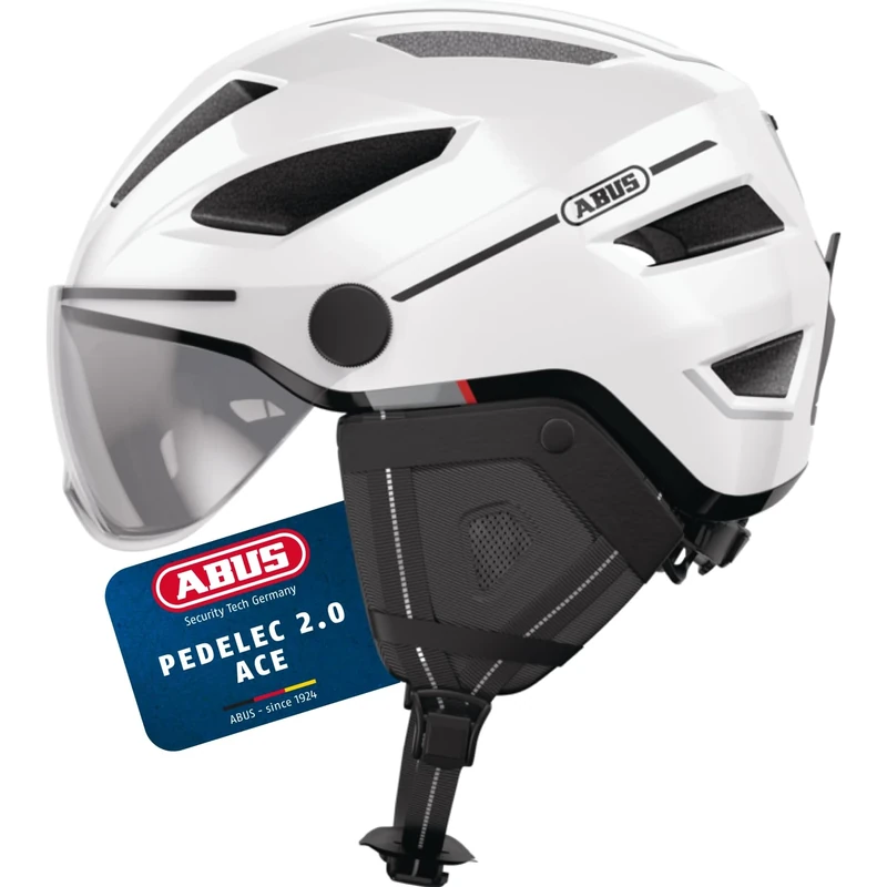 ABUS city helmet Pedelec 2.0 ACE - bicycle helmet with rear light, visor, rain cover, ear protection - for men and women
