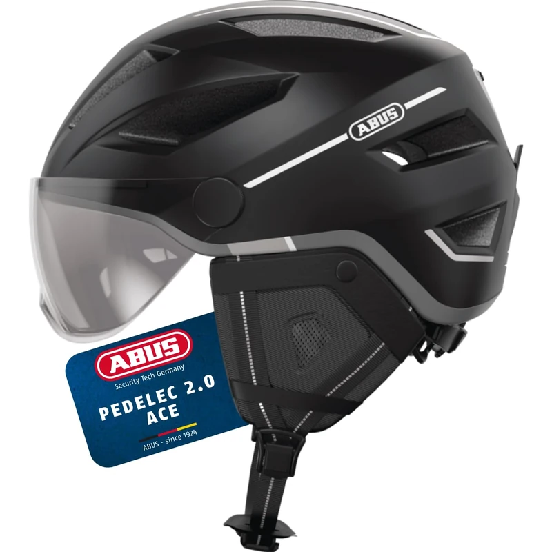 ABUS city helmet Pedelec 2.0 ACE - bicycle helmet with rear light, visor, rain cover, ear protection - for men and women