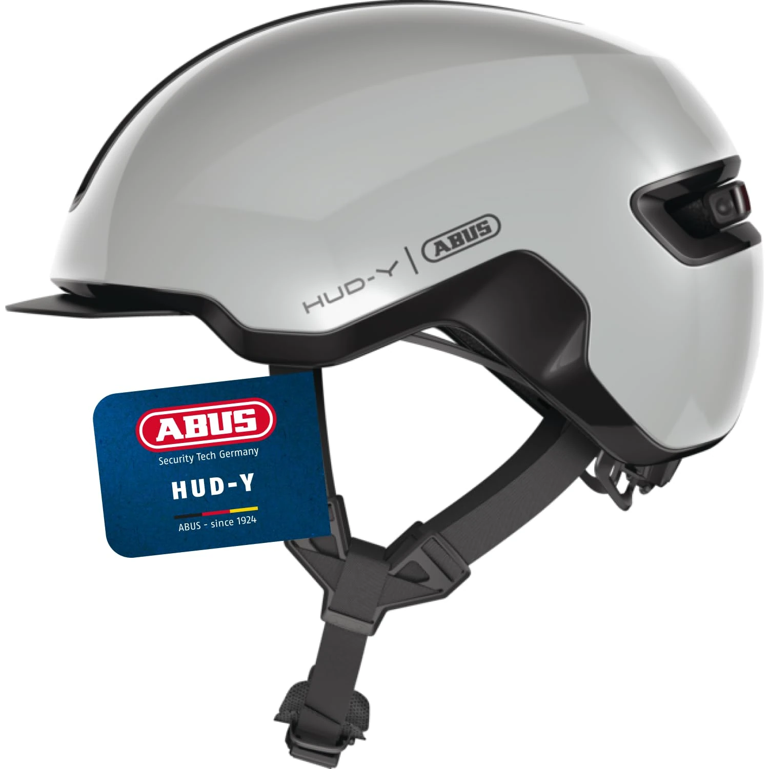 ABUS Urban Helmet HUD-Y - with magnetic, rechargeable LED rear light & magnetic fastener - Cool bike helmet for everyday use - for men and women