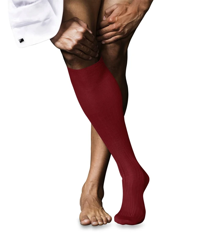 FALKE Men's No. 10 M Kh Cotton Long Plain 1 Pair Knee-High Socks, Red Cardinal 8156, 5.5-6.5