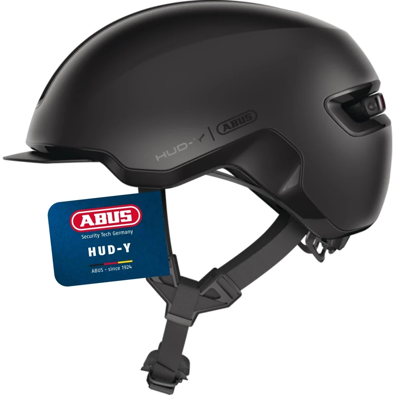 ABUS Urban Helmet HUD-Y - with magnetic, rechargeable LED rear light & magnetic fastener - Cool bike helmet for everyday use - for men and women