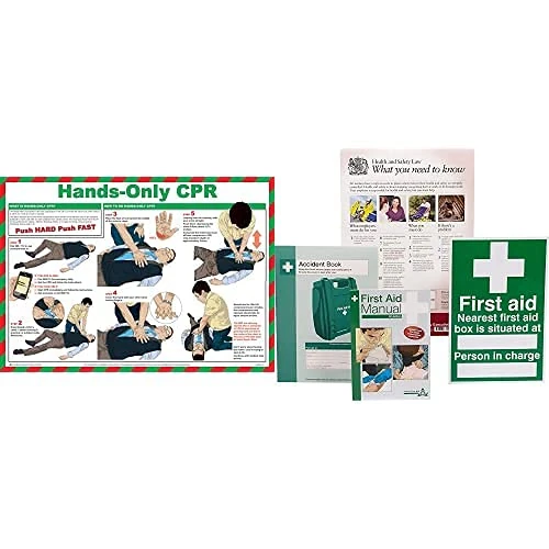 Safety First Aid Group Hands-Only CPR Poster, Laminated (59 x 42 cm), with HSE Compliance Supersize Kit, Bundle