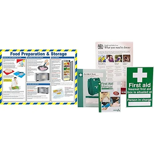 Safety First Aid Group Food Preparation & Storage A2 Poster, Laminated, with HSE Compliance Supersize Kit, Bundle