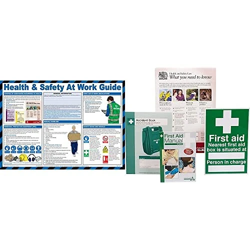 Safety First Aid Group Health and Safety a work guide A2 Poster, Laminated, with HSE Compliance Supersize Kit, Bundle