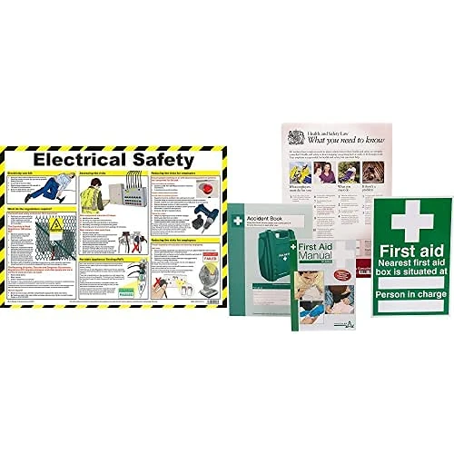 Safety First Aid Group Electrical Safety A2 Poster, Laminated , with HSE Compliance Supersize Kit, Bundle