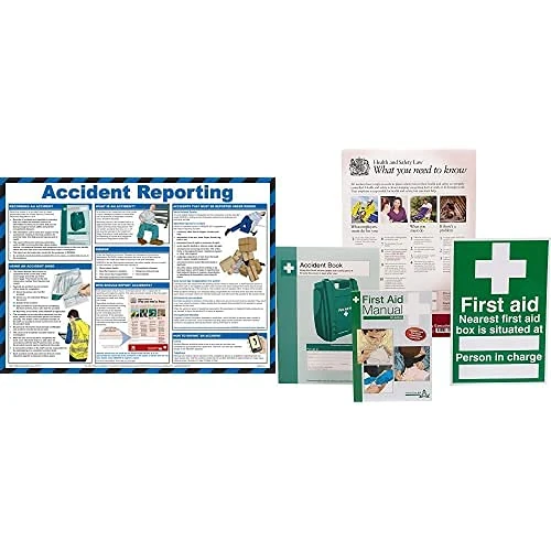 Safety First Aid Group Accident Reporting A2 Poster, Laminated, with HSE Compliance Supersize Kit, Bundle