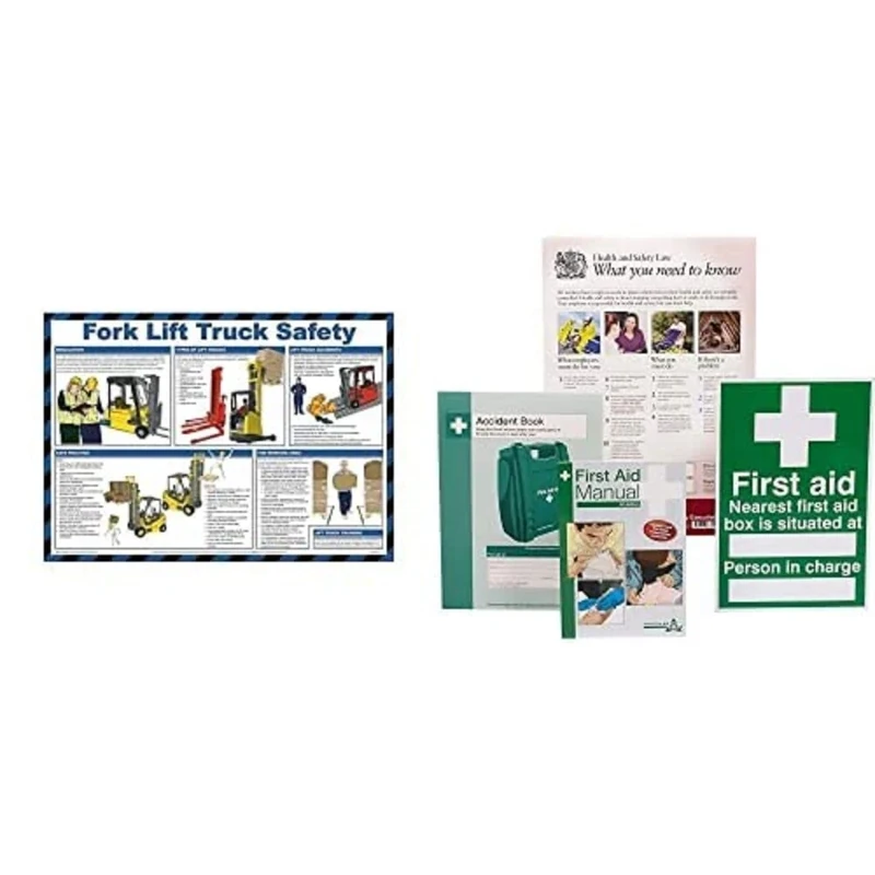 Safety First Aid Group Fork & Lift truck Safety A2 Poster, Laminated, with HSE Compliance Supersize Kit, Bundle