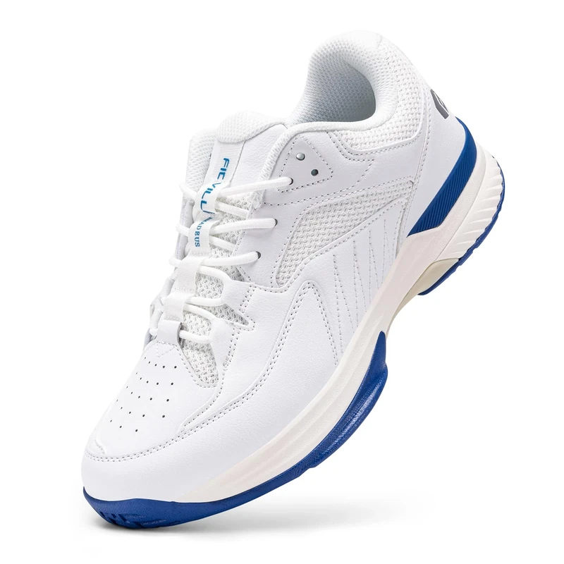 FitVille Mens Extra Wide Fit Tennis Badminton Squash Shoes Non Slip Sports Trainers for Volleyball Pickleball, White, 8 UK X-Wide