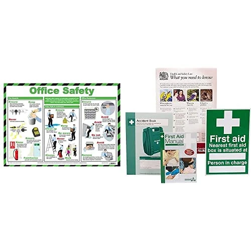Safety First Aid Group Office Safety A2 Poster, Laminated, with HSE Compliance Supersize Kit, Bundle