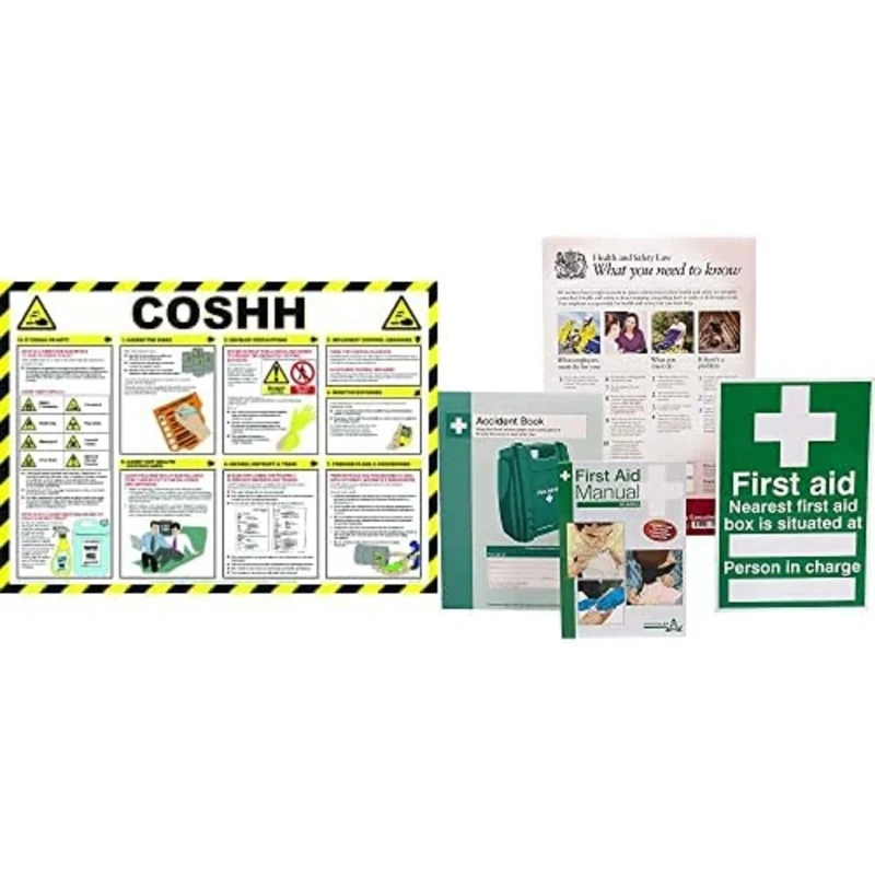 Safety First Aid Group COSHH A2 Poster, Laminated, with HSE Compliance Supersize Kit, Bundle
