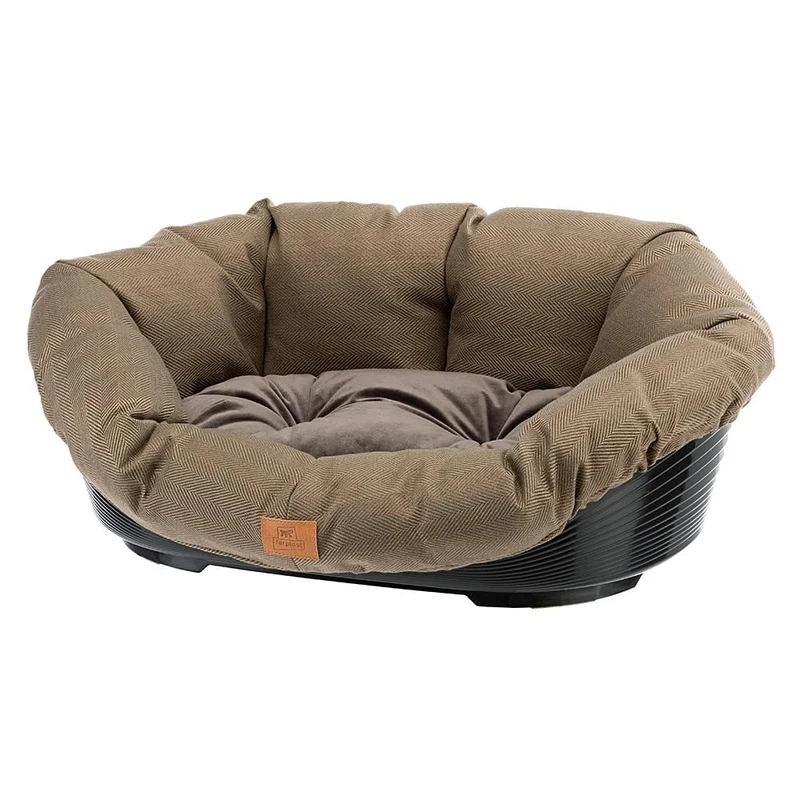 Ferplast Plastic Dog Bed with Padded Dog Cushion SOFA' Dog Bed with Padded Cushion, Washable, 85 x 62 x 28,5 cm