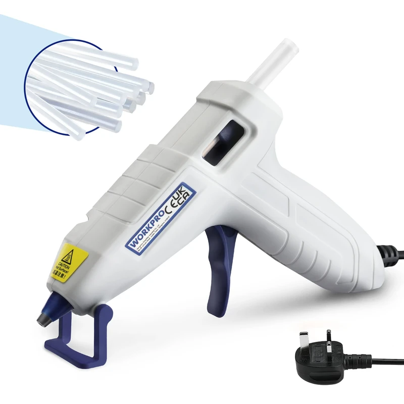 WORKPRO 10W Hot Glue Gun with 20 Sticks - Fast Heat, 160cm Cord