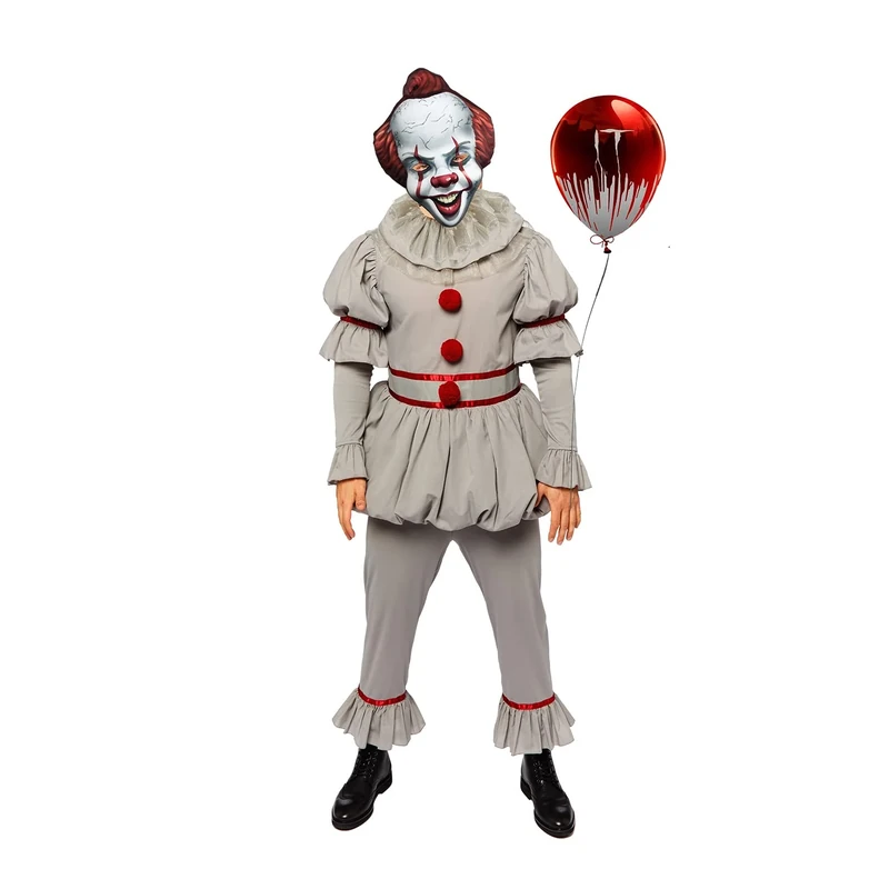 Mens Pennywise The Clown Adults Fancy Dress IT Costume Circus Halloween Horror (Chest: 46")