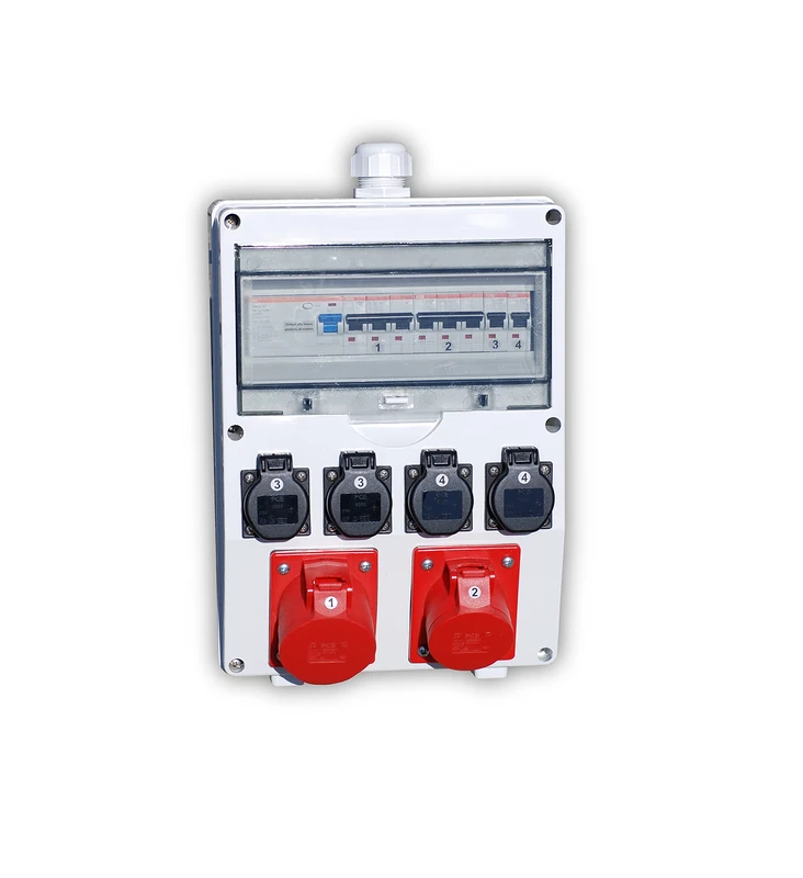 Professional wall distributor, M32 input for cables, FI/LS, made in Germany, 6 outputs (1 x CEE 32 A / 1 x CEE 16 A / 4 x 230 V~), K2, BGI-GUV-I608 - Image 1