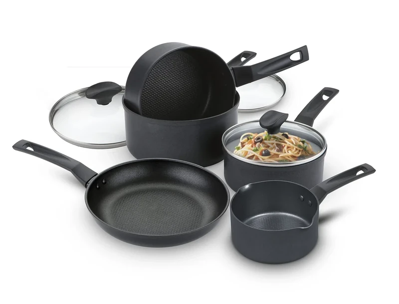Prestige 9 x Tougher Pots and Pans Set of 5 - Non Stick Induction Hob Pan Set with Scratch Resistant Non Stick, Stay Cool Easy Grip Handles, Oven & Dishwasher Safe Cookware