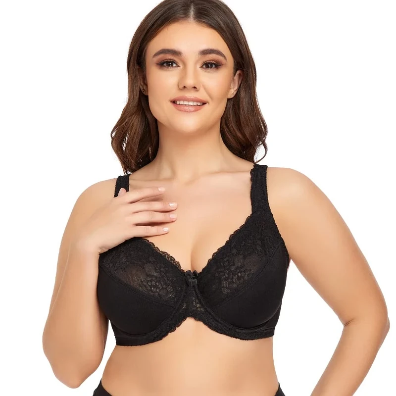 Ayigedu Plus Size Full Coverage Bra 52E Black - Underwire Minimizer