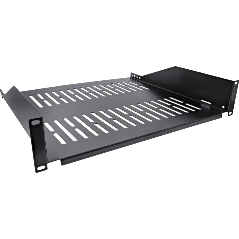 InLine® 19 inch shelf, 400 mm, 20 kg, 2HE, RAL 9005 black