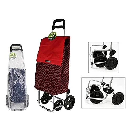 CONFORTIME S2205938 Shopping Trolley with Wheels, Various Materials, Multicoloured, 60 x 38 x 20 cm