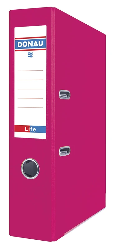 DONAU Premium Pack of 25 Folders A4 / 75 mm / 7.5 cm/Pink Neon Plastic Cover PP/Paper/Slot Folder Office Folder Metal Edge Protection/Ideal for Office and School/Green Dot