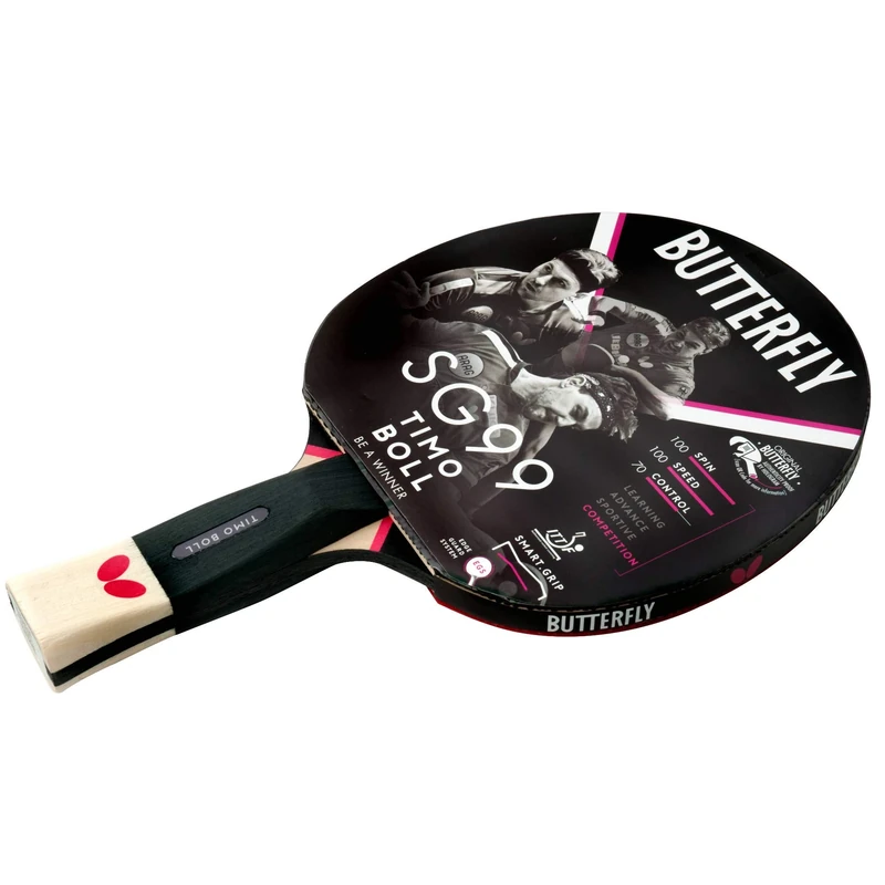Butterfly Timo Boll SG99 Table Tennis Bat - ITTF Approved 1.8mm Wakaba Rubber One Size,Black/Red