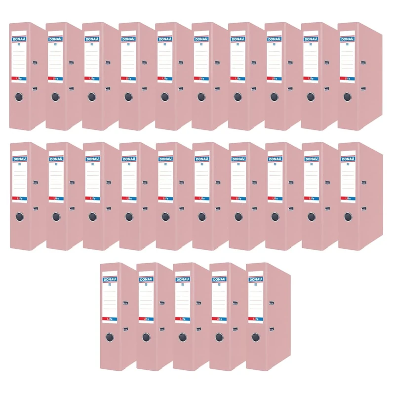 DONAU Premium Pack of 25 Folders A4 / 75 mm / 7.5 cm/Pink Pastel Plastic Cover PP/Paper/Slot Folder Office Folder Metal Edge Protection/Ideal for Office and School/Green Dot