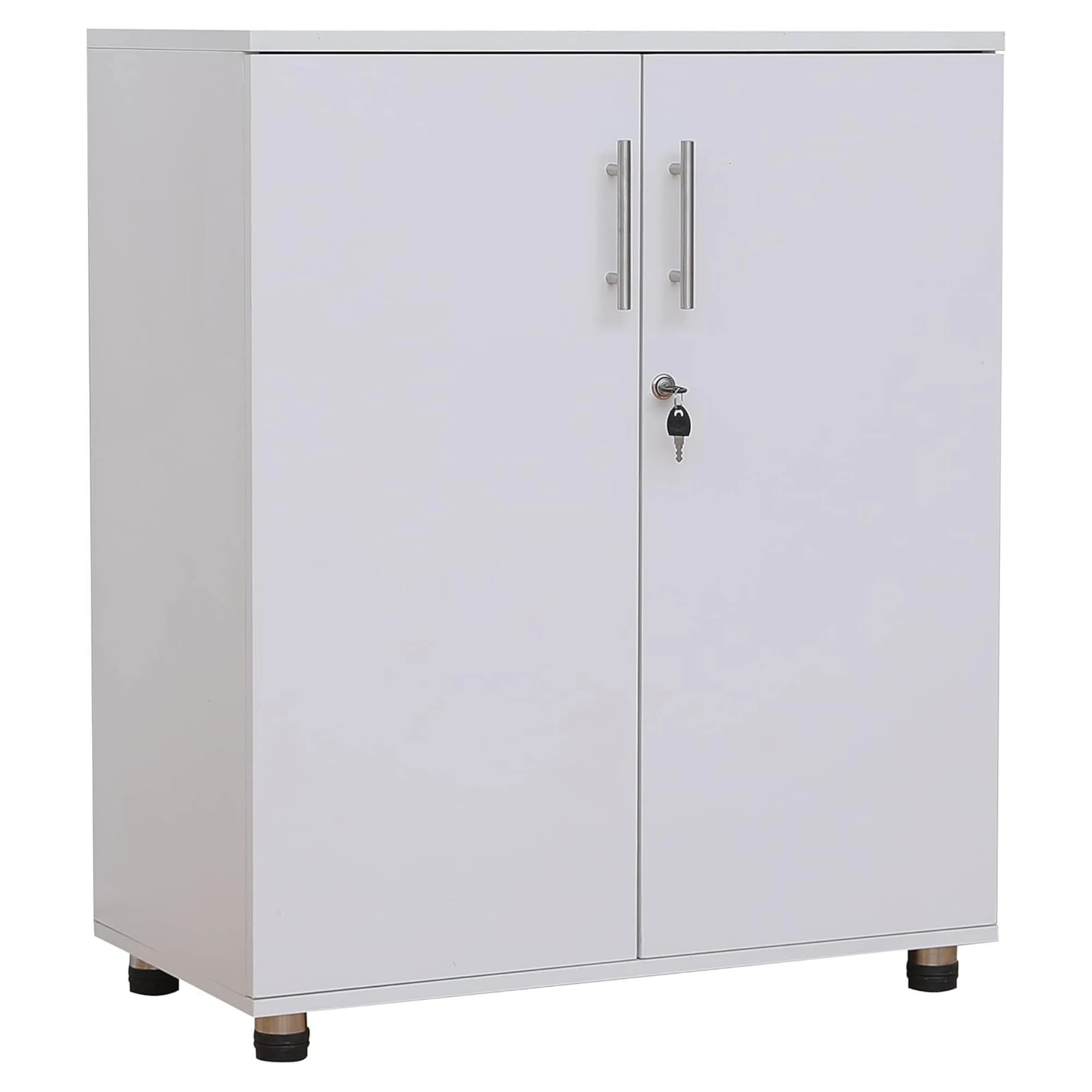 Storage Cabinet Cupboard - File Organiser Wooden Filing Cabinet for Home, Office, Garage, Shoe Storage, Tool Garage Storage, Adjustable Shelf - White