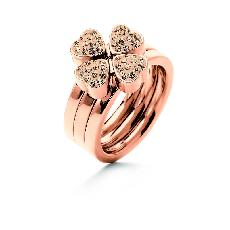 Folli Follie Women's Ring Stainless Steel Pink Size 16 (Ref: 3R0T064RS), Estándar, Metal, No Gemstone
