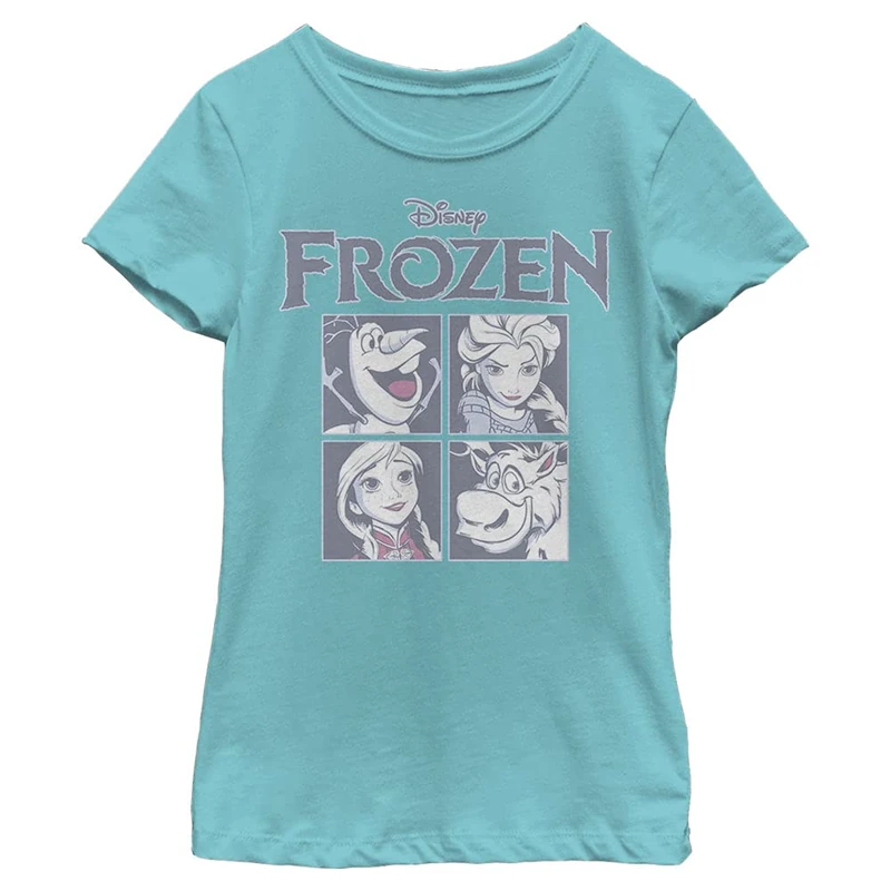 Disney Frozen Ice Cubes Girl's Solid Crew Tee, Tahiti Blue, X-Small, Tahiti Blue, XS
