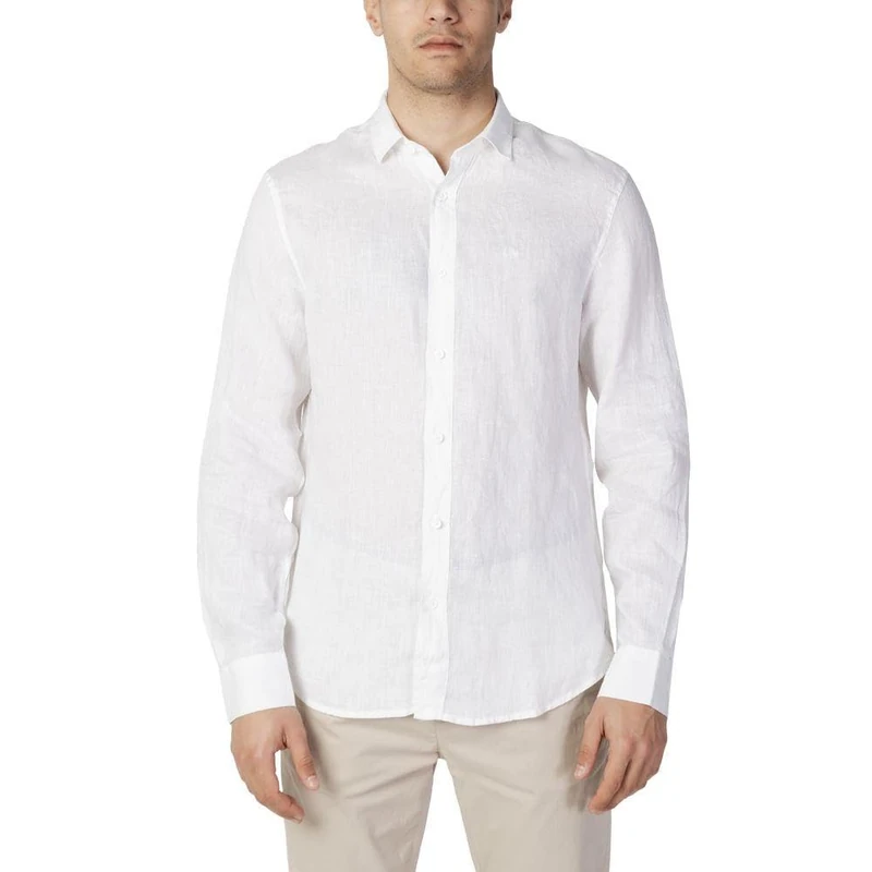 Armani Exchange Mens Regular, Ton Sur Ton Embroidered Logo Shirt, White, Medium