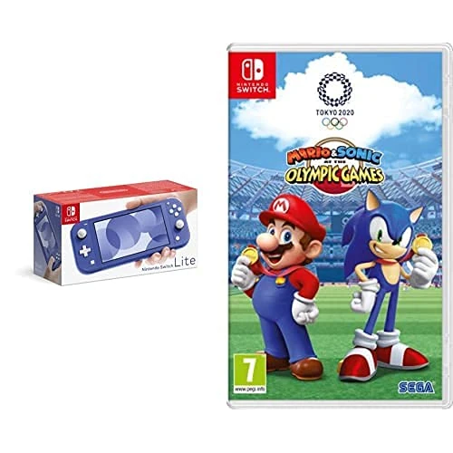 Nintendo Switch Lite - Blue + Mario and Sonic at the Olympic Games Tokyo 2020